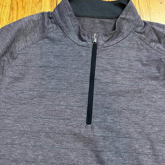 Lululemon Shirt Mens Large ? Switchback 1/4 Zip Purple Striped Short Sleeve - Picture 2 of 7
